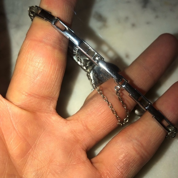 1950s Art Deco Style Sterling Silver Marcasite Ricoh Watch 6.1” - 6.7” Stretch - Picture 7 of 15